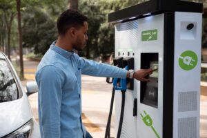 Side View Man Charging Electric